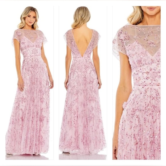 Mac Duggal 93685 NWT Pink Long Sequins Formal Dress
